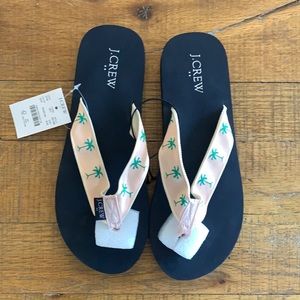 J. Crew Embroidered Palm Tree Flip Flops - Size 9